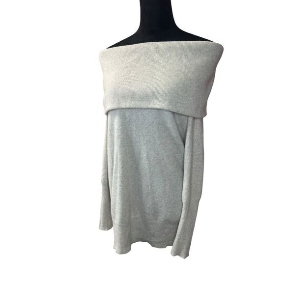 Lord & Taylorβ100% Cashmere Off Shoulder Sweater Gray XS Soft Cozy Elegant - Picture 3 of 10